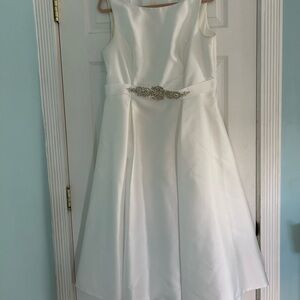 Adrianna Papell Mikado Silk Dress with Embellished Belt